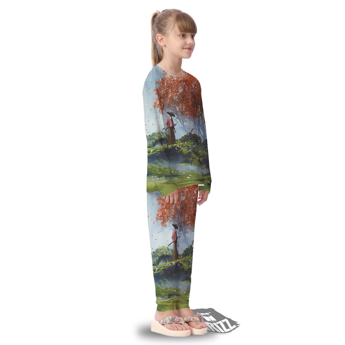 Samurai Fantasy Print Kid's Pajamas-grizzshop
