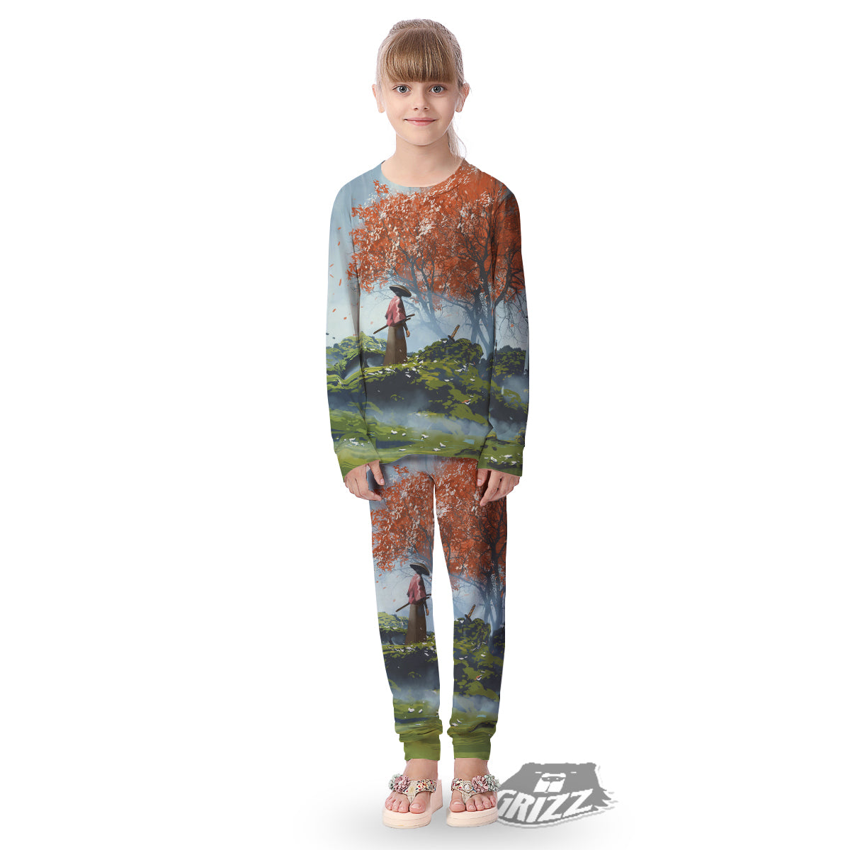 Samurai Fantasy Print Kid's Pajamas-grizzshop
