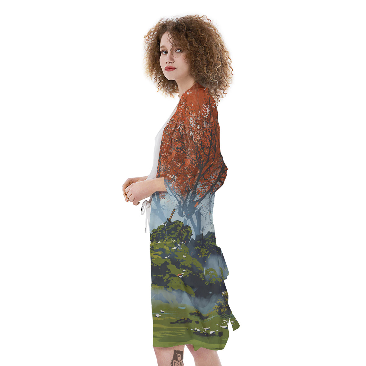 Samurai Fantasy Print Kimono-grizzshop