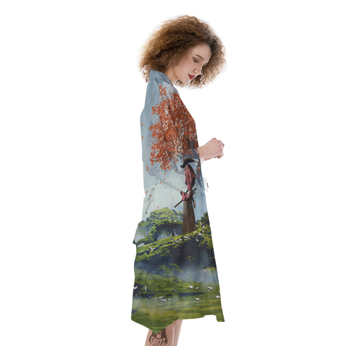 Samurai Fantasy Print Kimono-grizzshop
