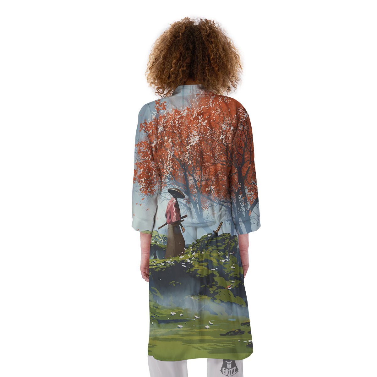 Samurai Fantasy Print Kimono-grizzshop