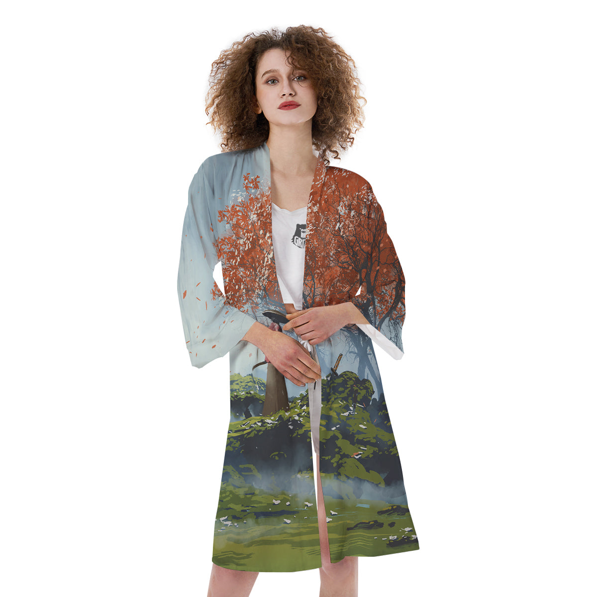Samurai Fantasy Print Kimono-grizzshop