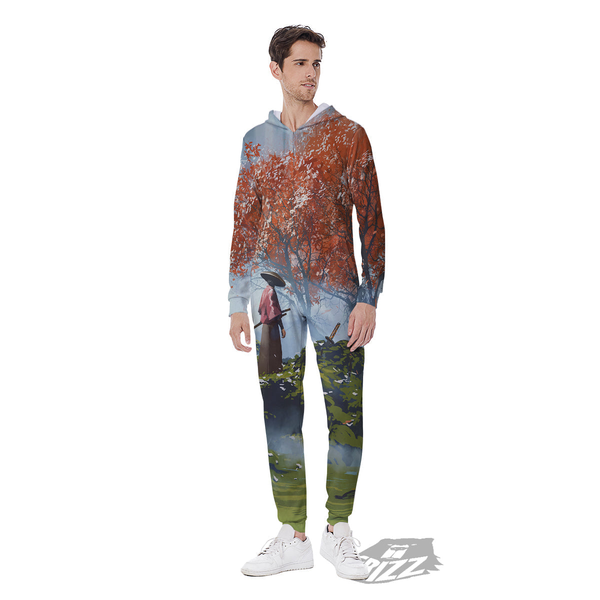 Samurai Fantasy Print Men's Jumpsuit-grizzshop
