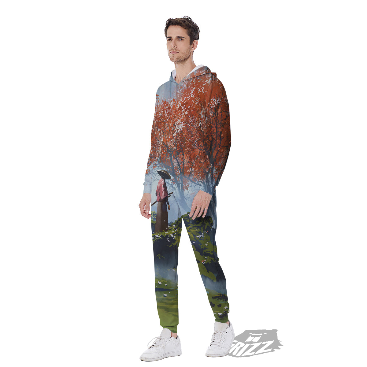 Samurai Fantasy Print Men's Jumpsuit-grizzshop