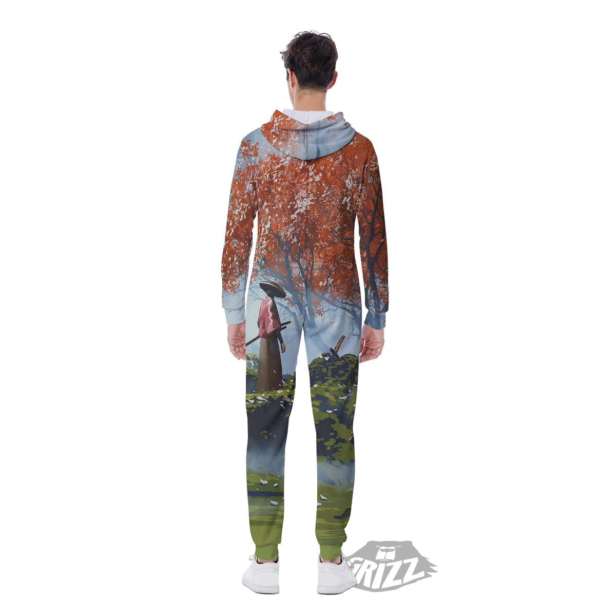 Samurai Fantasy Print Men's Jumpsuit-grizzshop