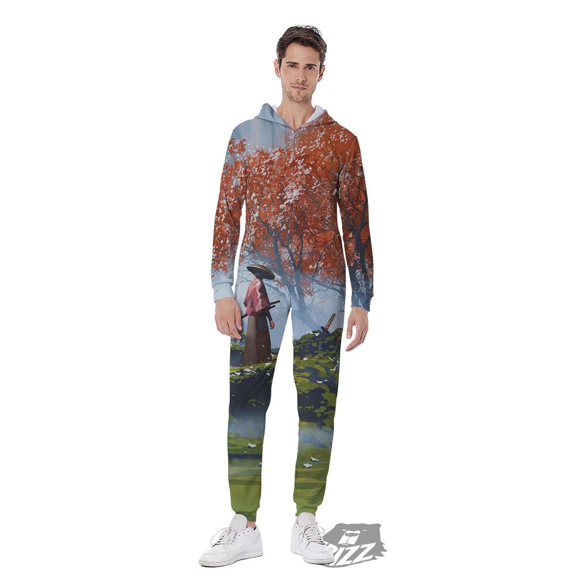 Samurai Fantasy Print Men's Jumpsuit-grizzshop