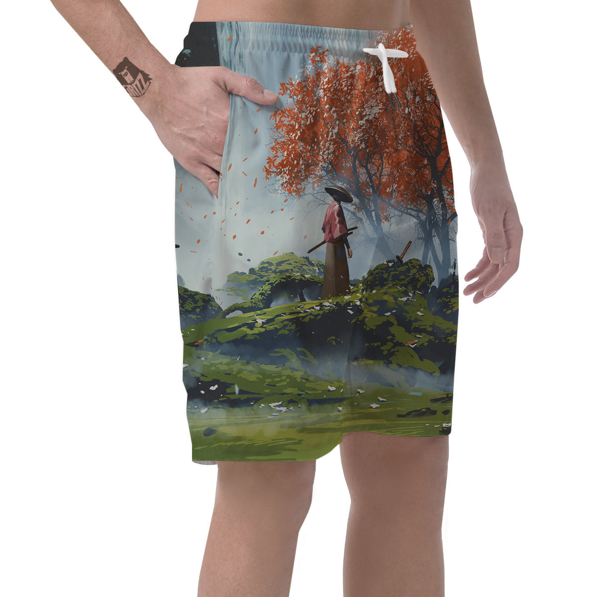 Samurai Fantasy Print Men's Shorts-grizzshop