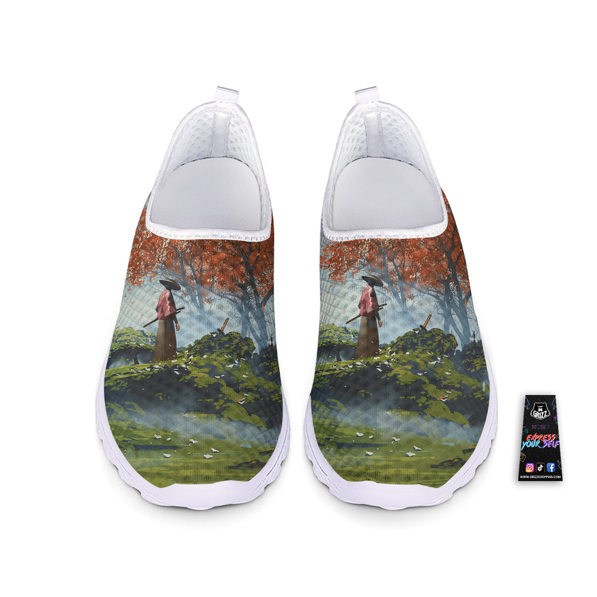 Samurai Fantasy Print Nurse Shoes-grizzshop