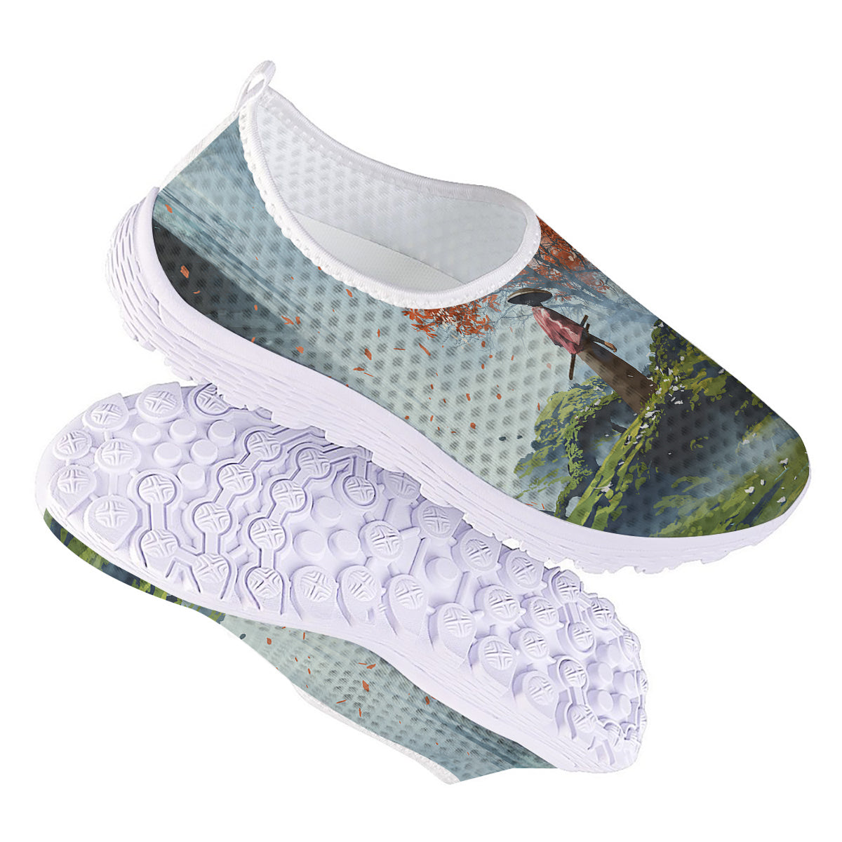 Samurai Fantasy Print Nurse Shoes-grizzshop