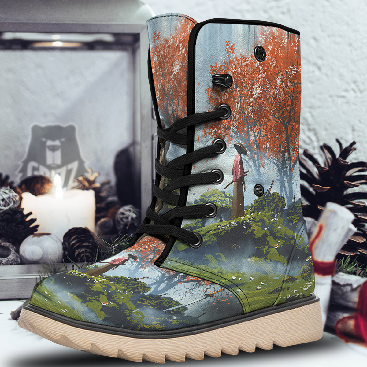 Samurai Fantasy Print Snow Boots-grizzshop