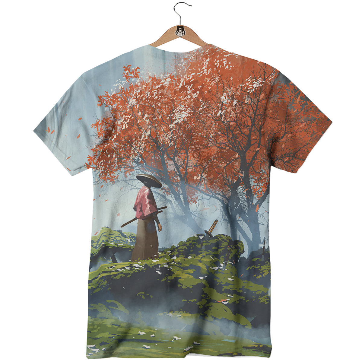 Samurai Fantasy Print T-Shirt-grizzshop