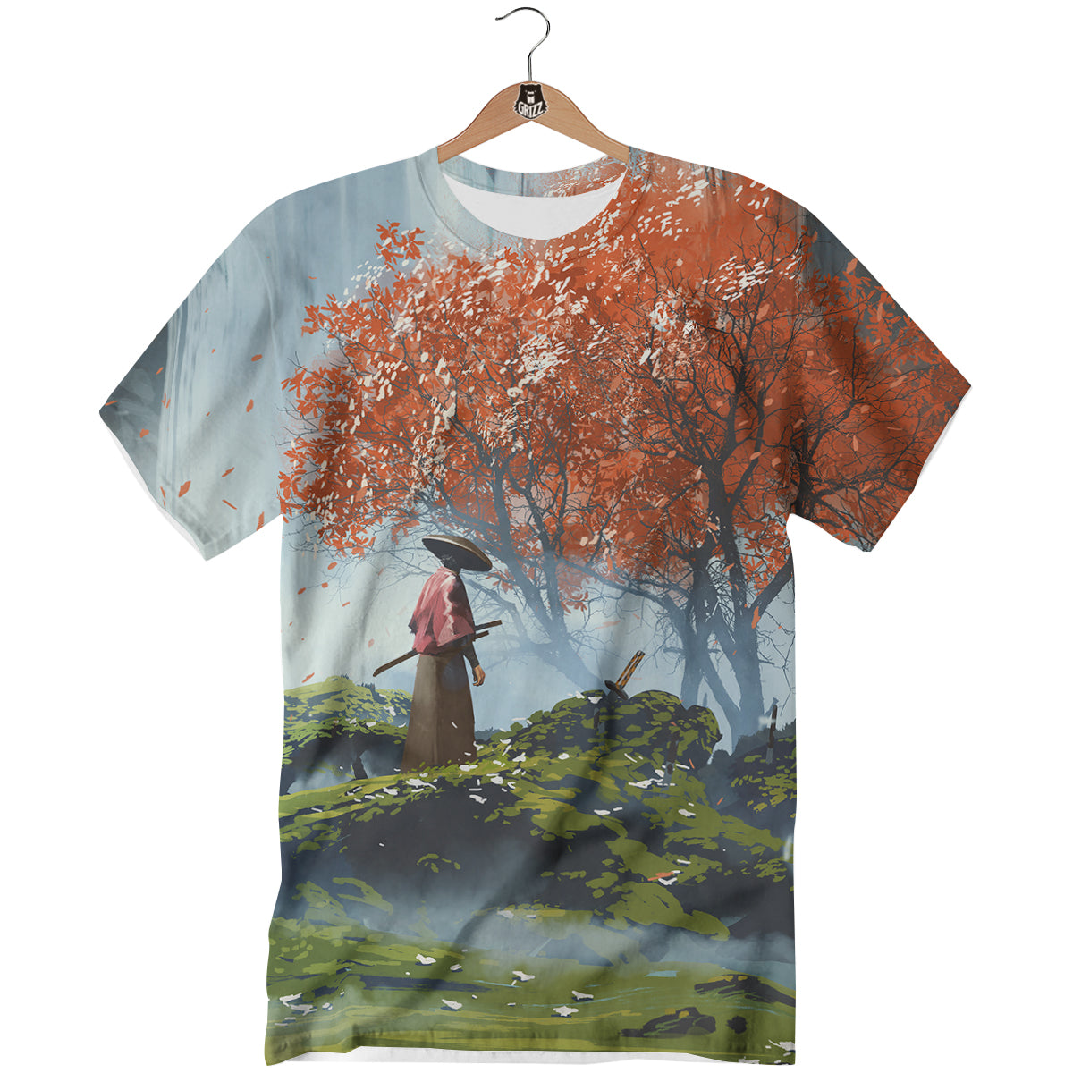 Samurai Fantasy Print T-Shirt-grizzshop