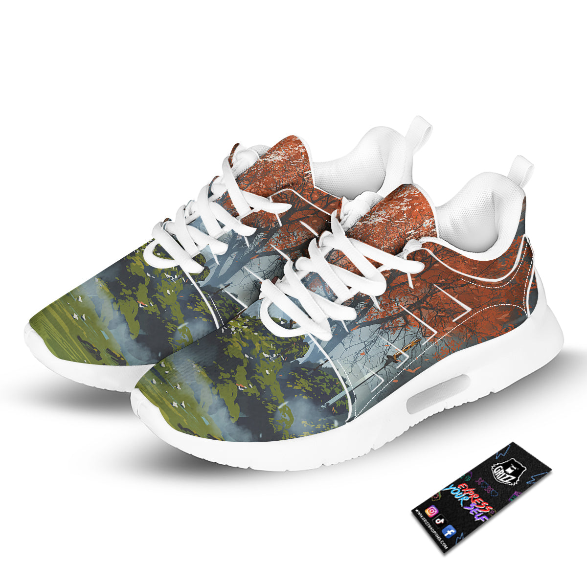 Samurai Fantasy Print Tennis Shoes-grizzshop