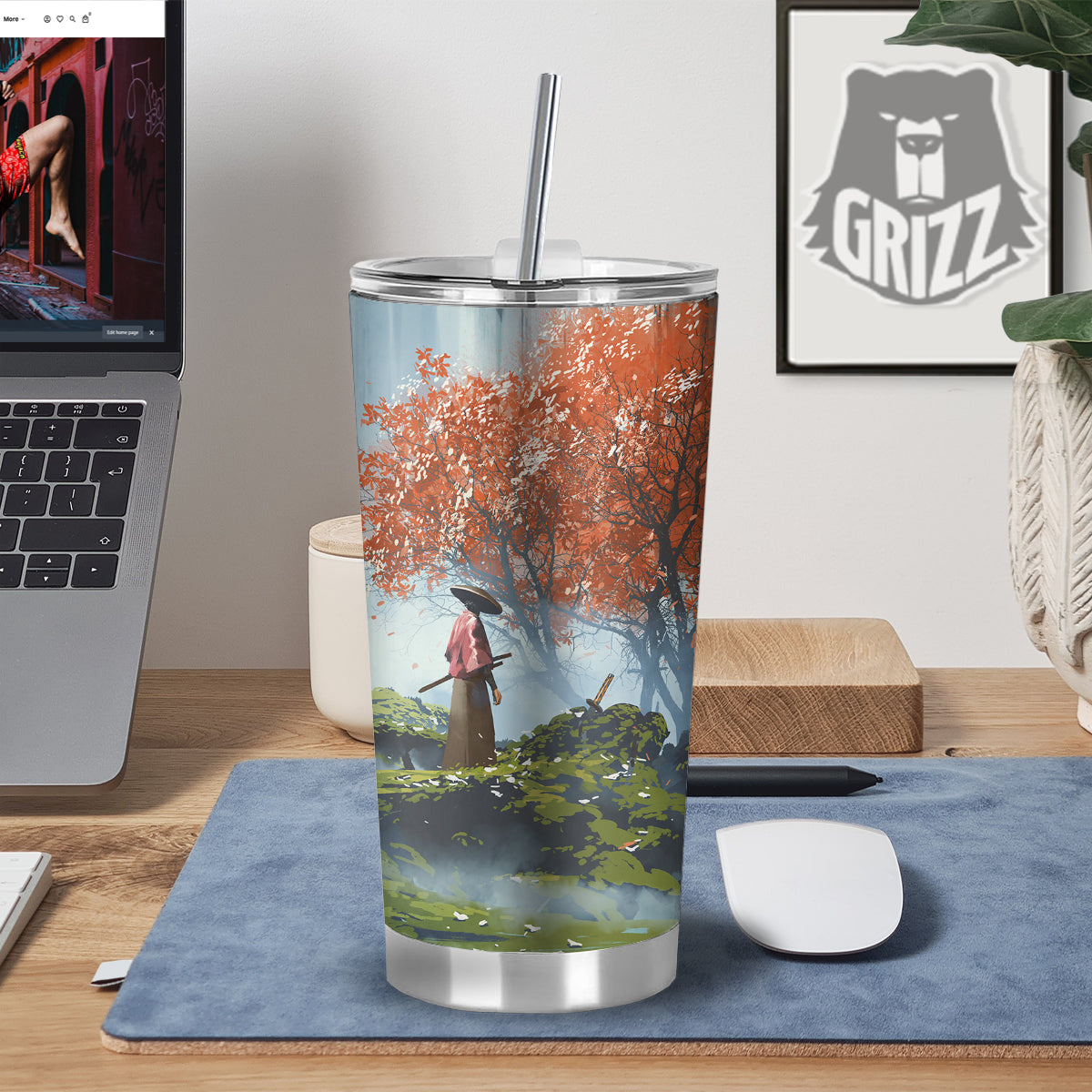 Samurai Fantasy Print Tumbler-grizzshop