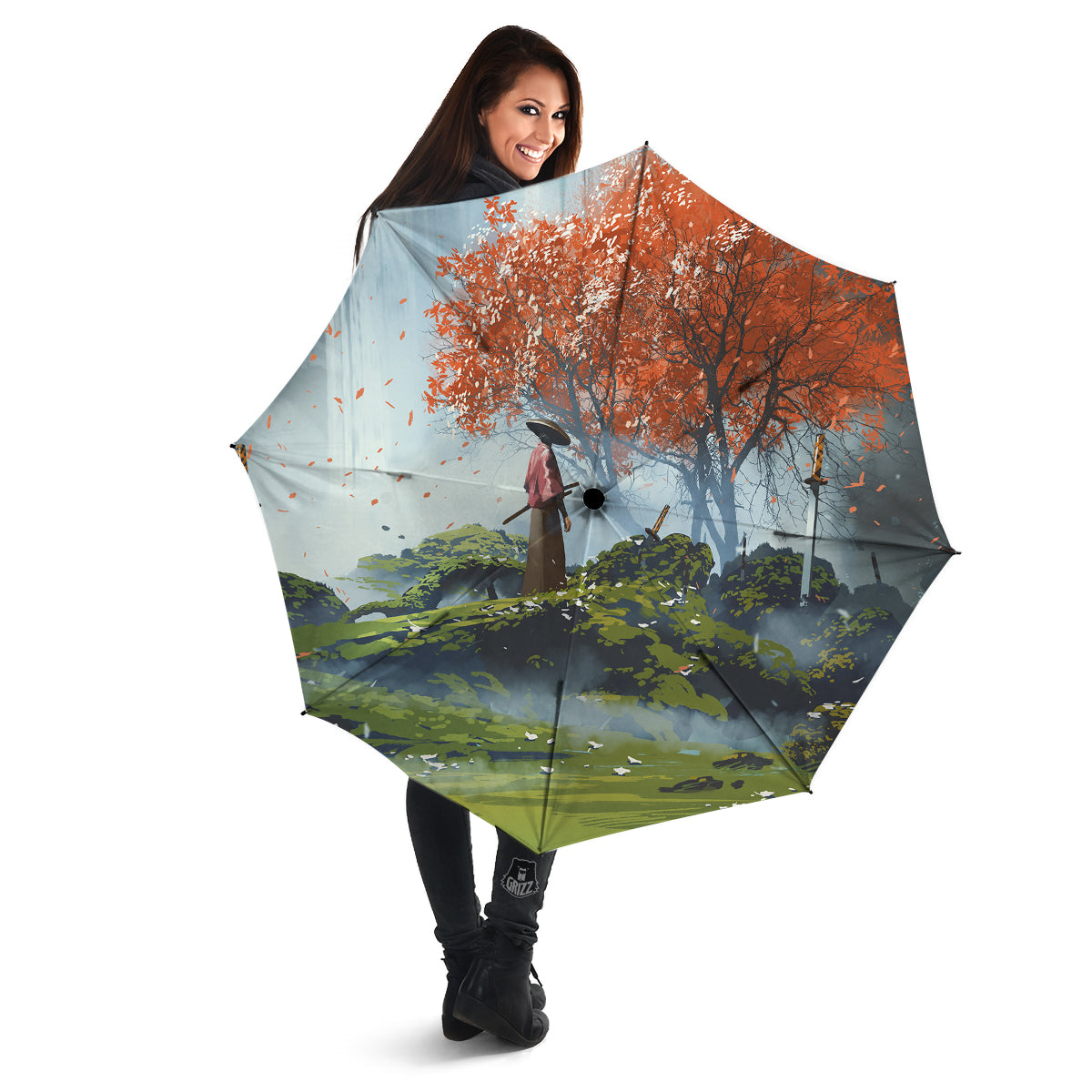 Samurai Fantasy Print Umbrella-grizzshop