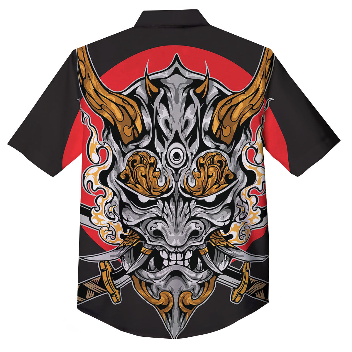 Samurai Ghost Japanese Print Button Up Shirt-grizzshop