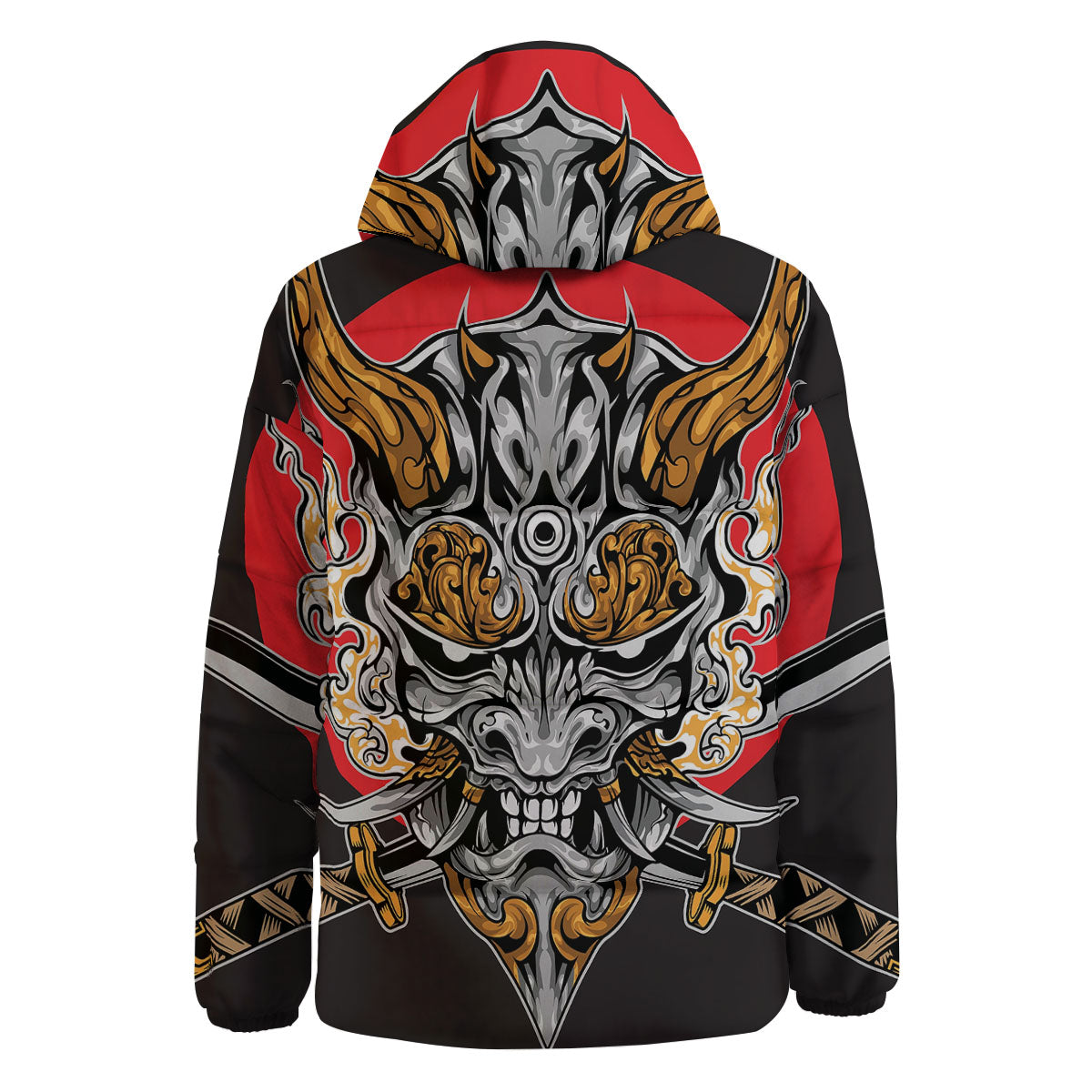 Samurai Ghost Japanese Print Down Jacket-grizzshop