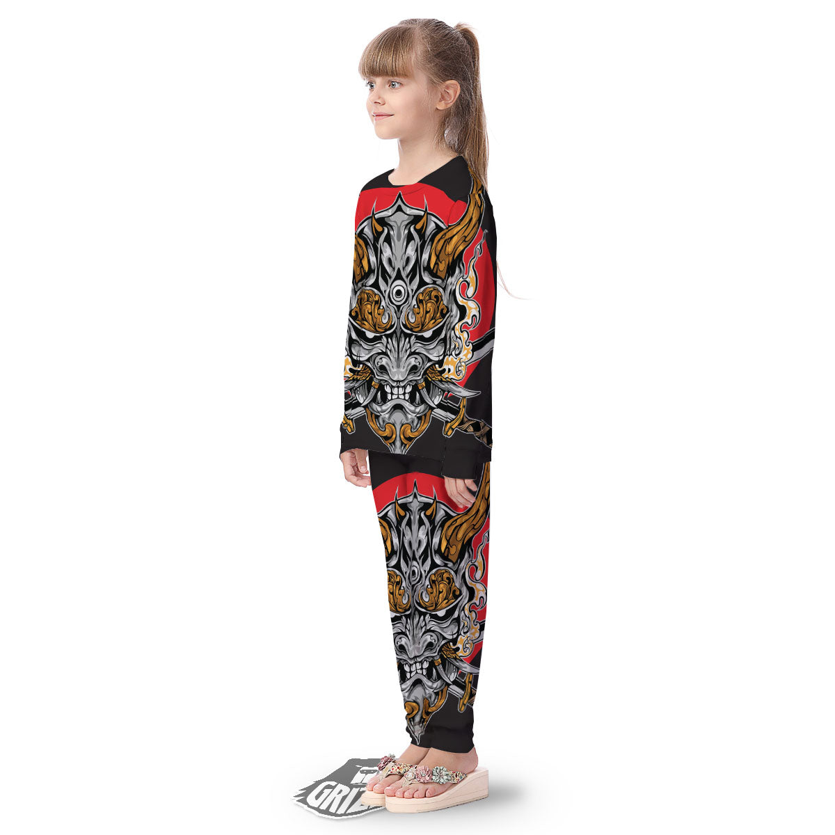 Samurai Ghost Japanese Print Kid's Pajamas-grizzshop