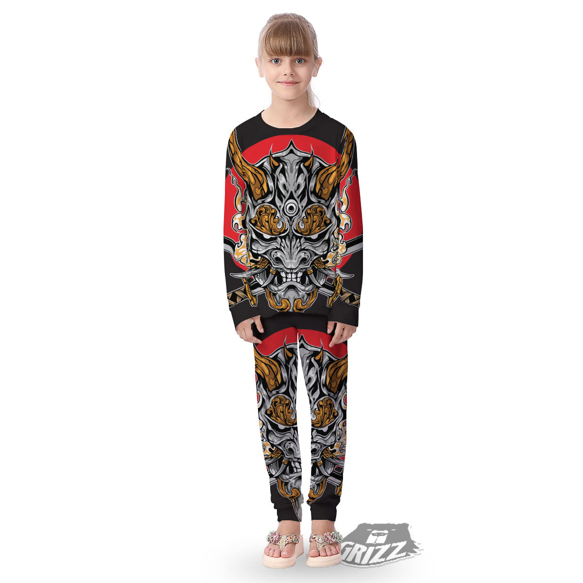 Samurai Ghost Japanese Print Kid's Pajamas-grizzshop