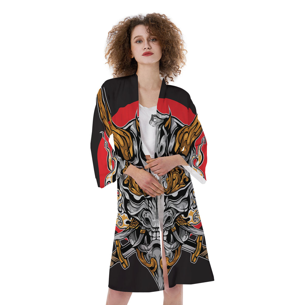 Samurai Ghost Japanese Print Kimono-grizzshop
