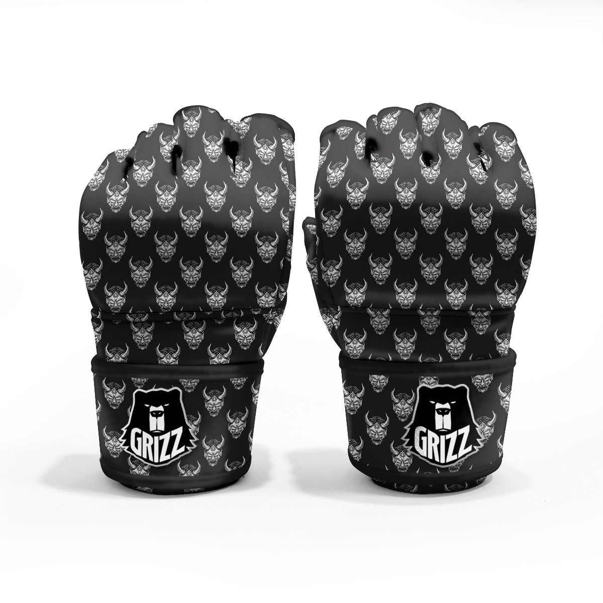 Samurai Ghost Mask Print Pattern MMA Gloves-grizzshop