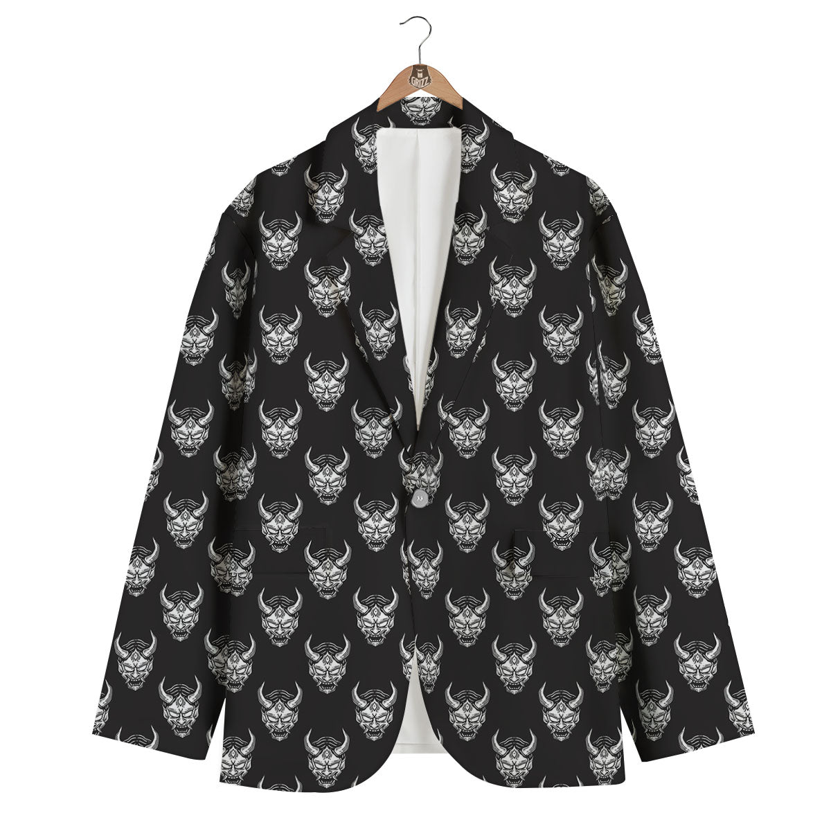 Samurai Ghost Mask Print Pattern Men's Blazer-grizzshop