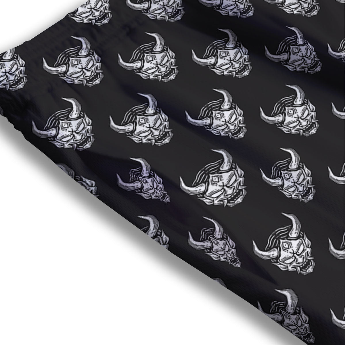 Samurai Ghost Mask Print Pattern Mesh Shorts