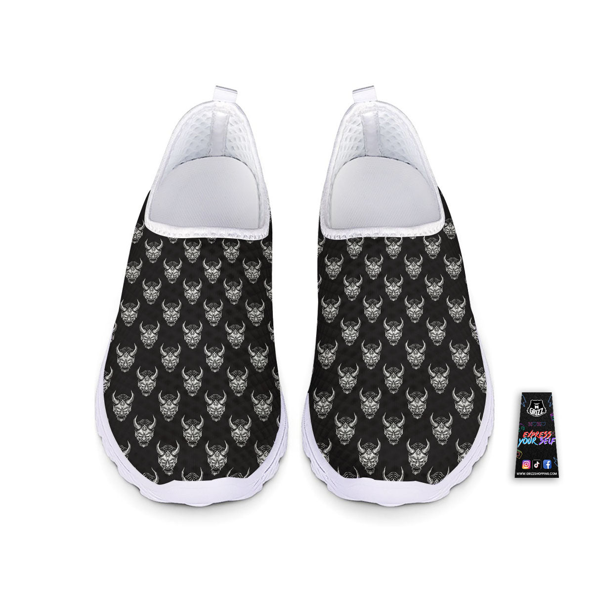 Samurai Ghost Mask Print Pattern Nurse Shoes-grizzshop