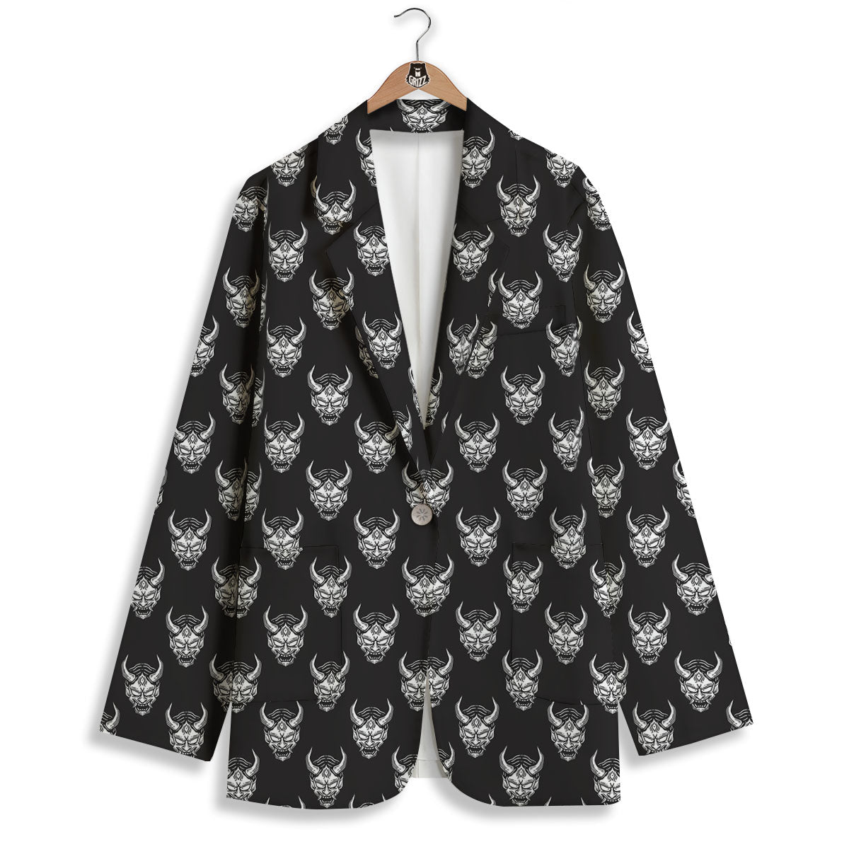 Samurai Ghost Mask Print Pattern Women's Blazer-grizzshop