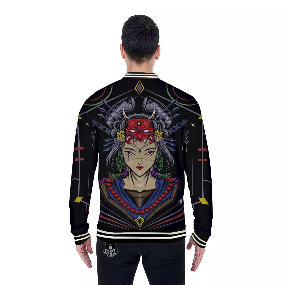 Samurai Girl Japanese Print Baseball Jacket-grizzshop