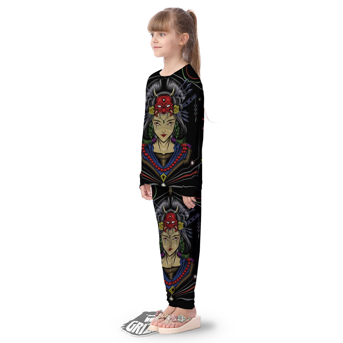 Samurai Girl Japanese Print Kid's Pajamas-grizzshop
