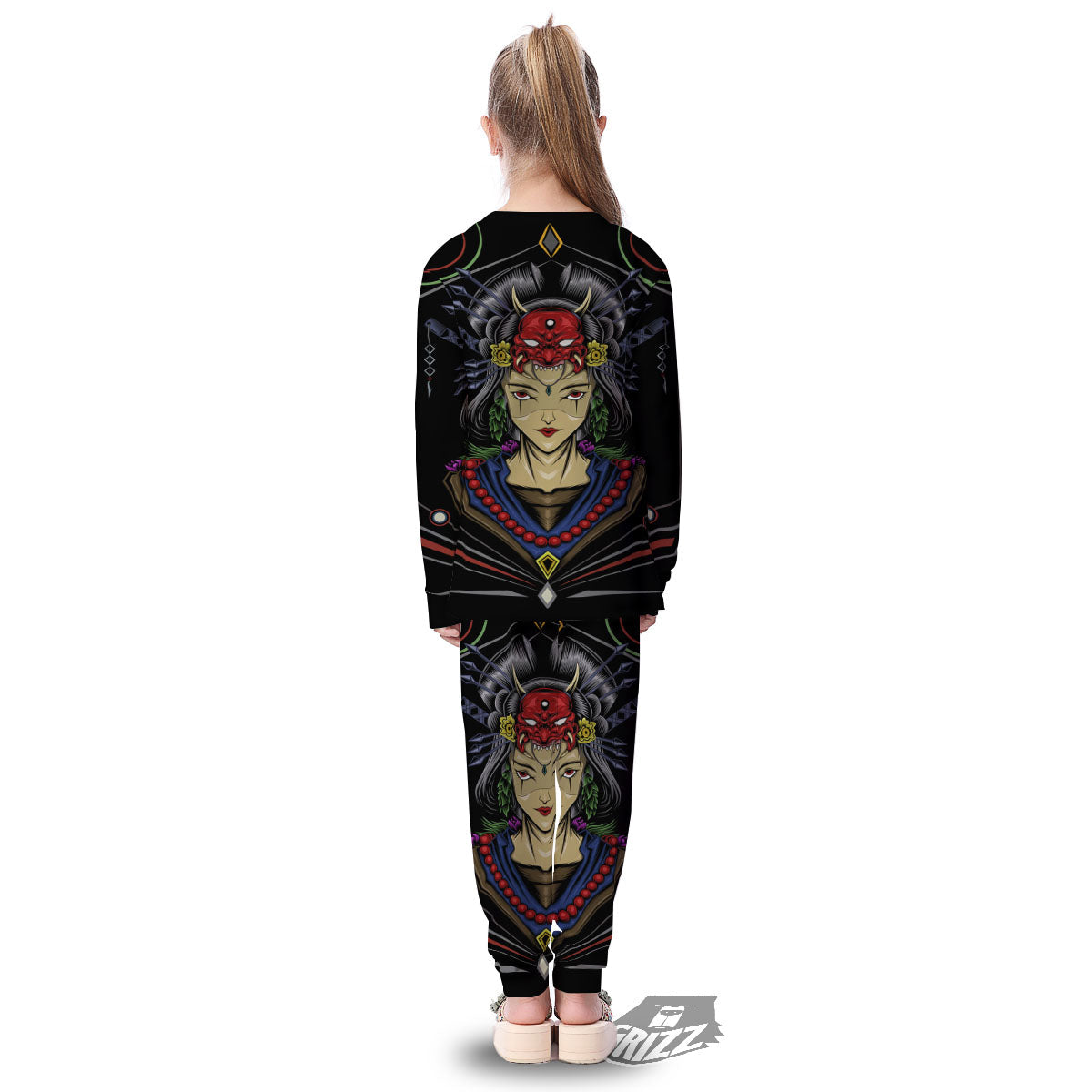 Samurai Girl Japanese Print Kid's Pajamas-grizzshop