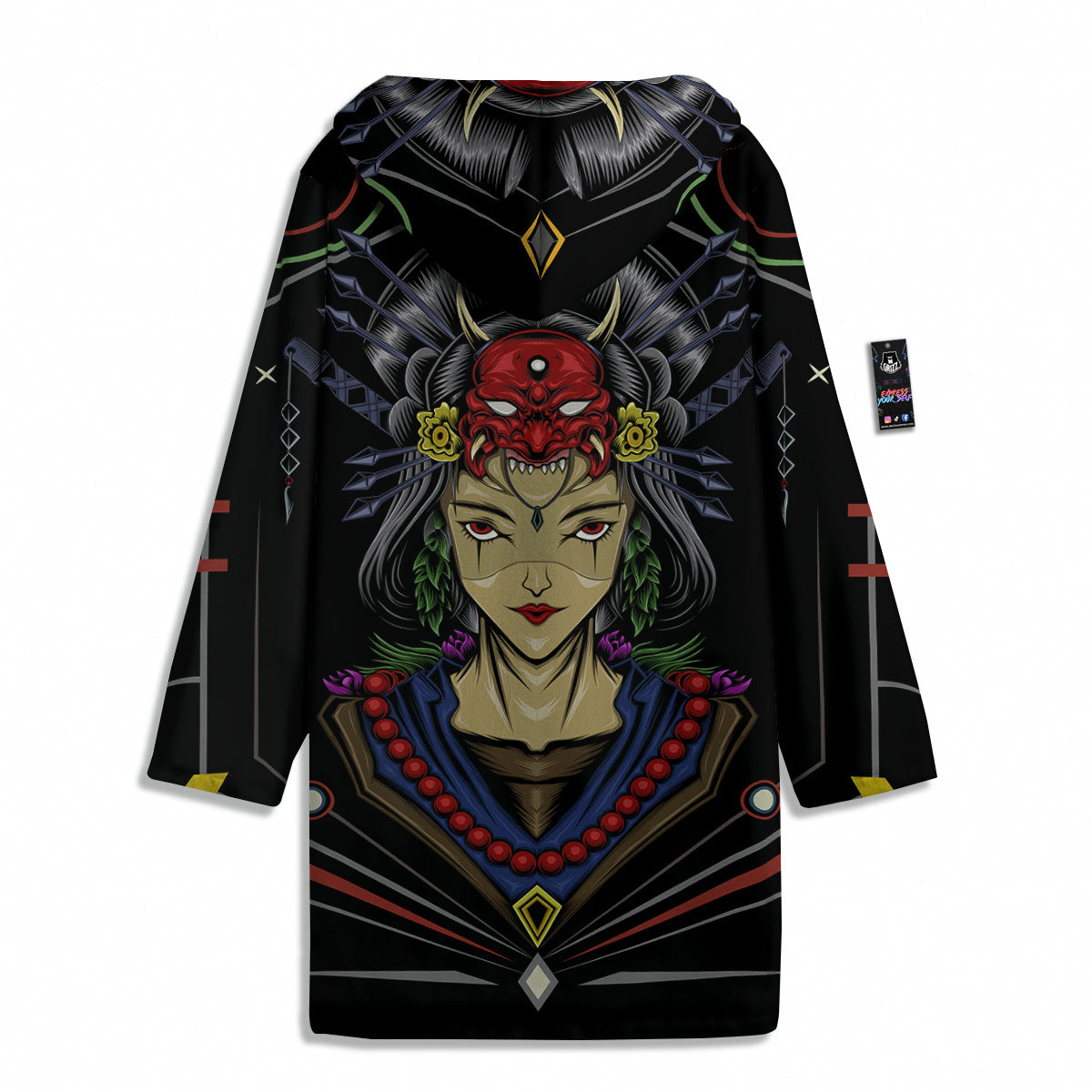 Samurai Girl Japanese Print Men's Windbreaker Jacket-grizzshop