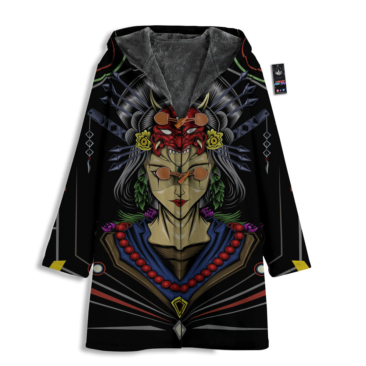 Samurai Girl Japanese Print Men's Windbreaker Jacket-grizzshop