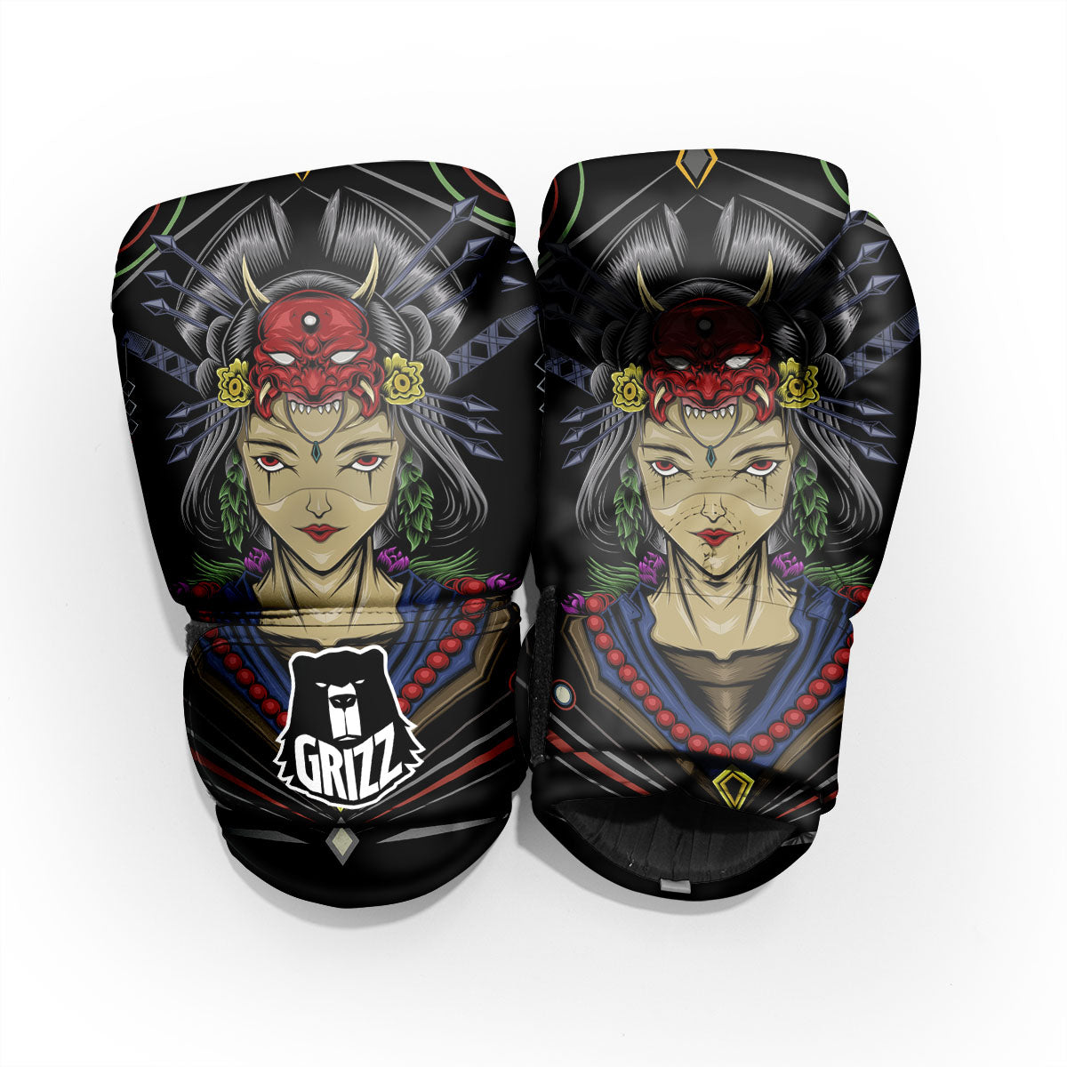 Samurai Girl Japanese Print Pro Boxing Glove