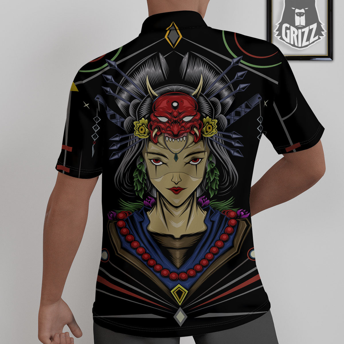 Samurai Girl Japanese Print Untucked Shirts-grizzshop
