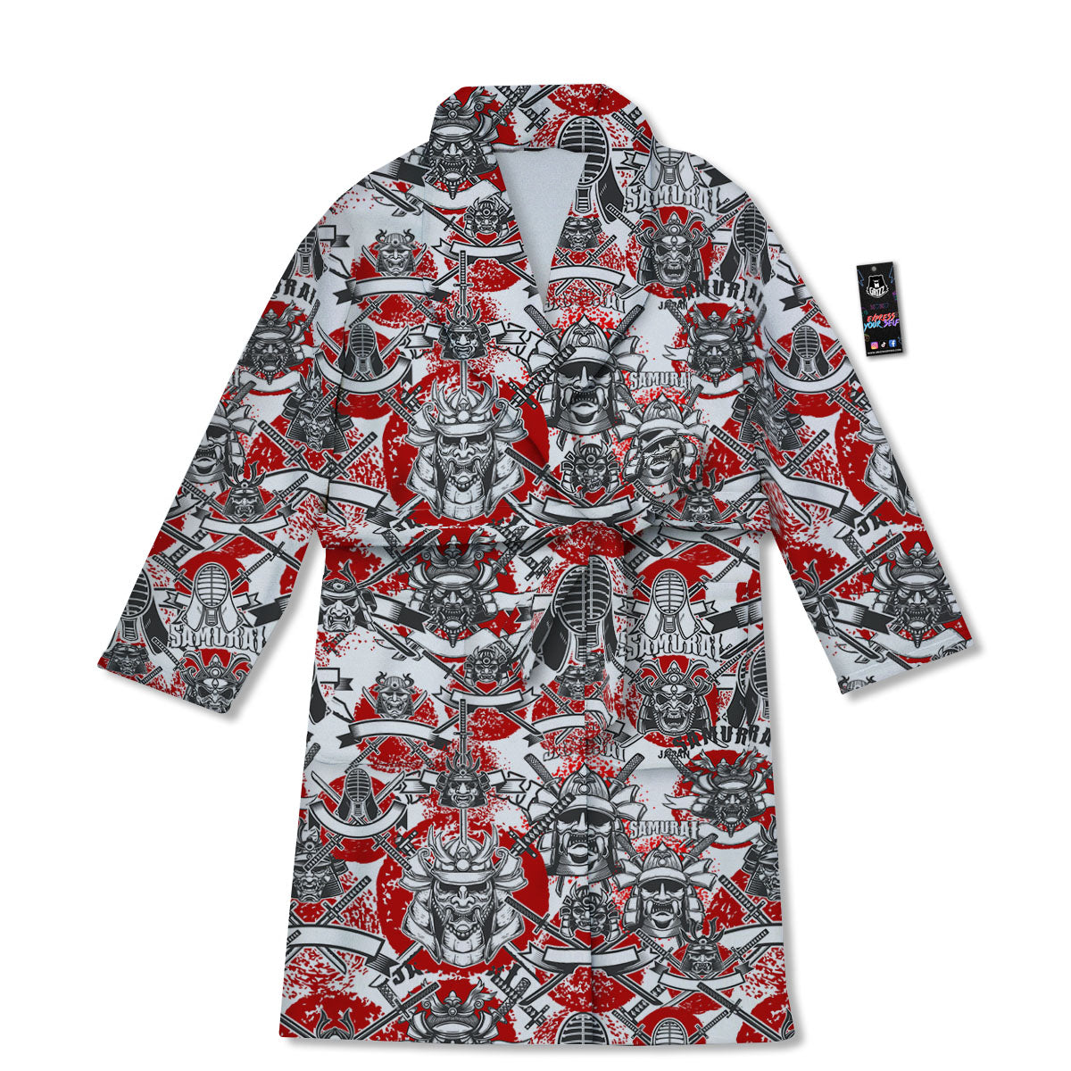 Samurai Japanese Print Pattern Bathrobe-grizzshop