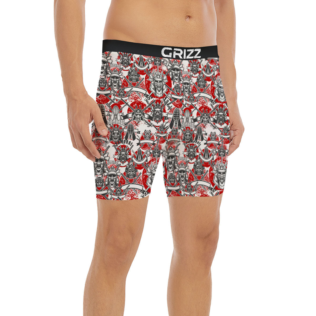Samurai Japanese Print Pattern Boxer Briefs-grizzshop
