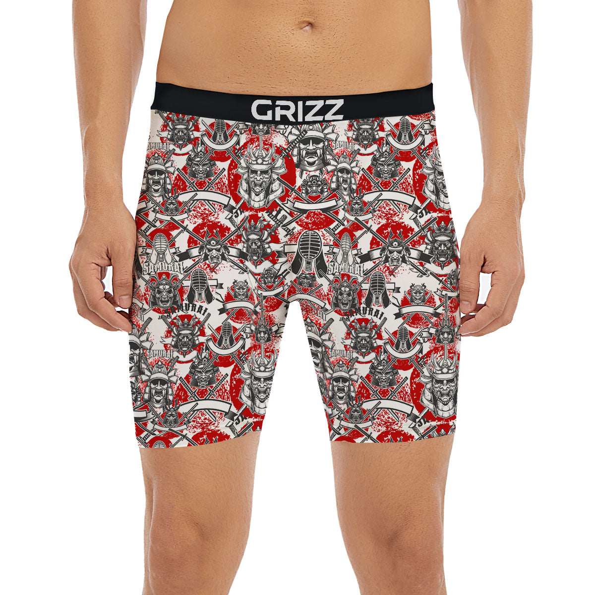 Samurai Japanese Print Pattern Boxer Briefs-grizzshop