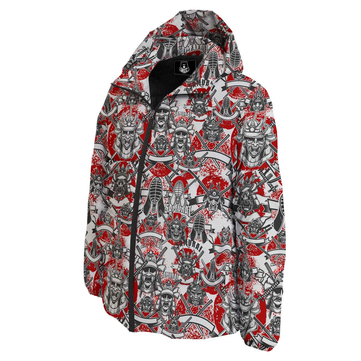 Samurai Japanese Print Pattern Down Jacket-grizzshop