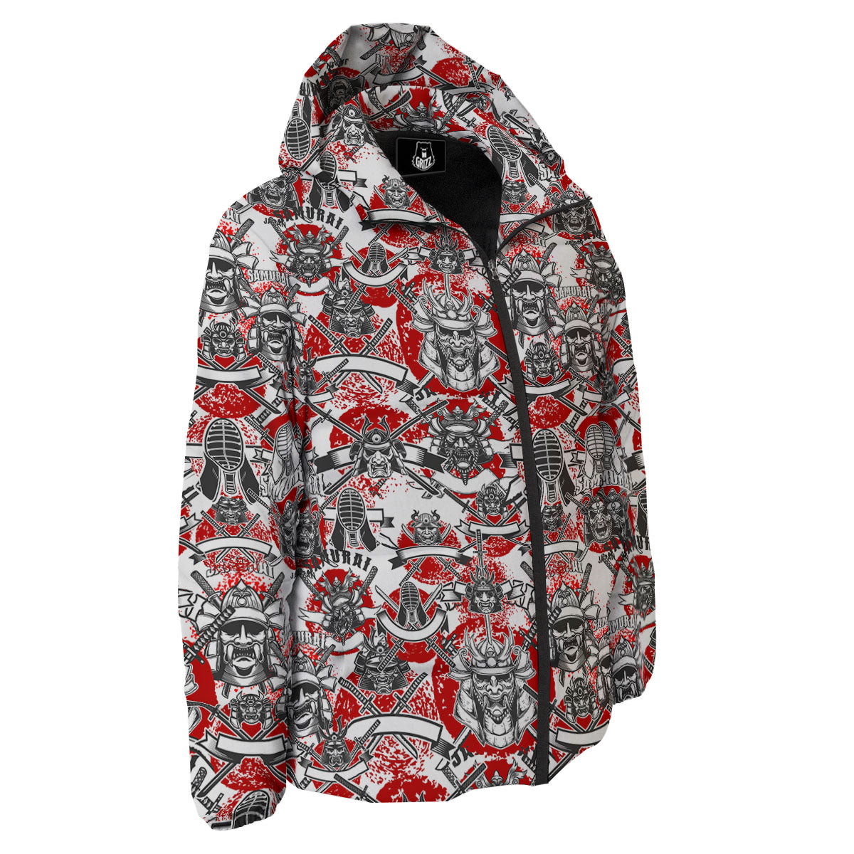 Samurai Japanese Print Pattern Down Jacket-grizzshop