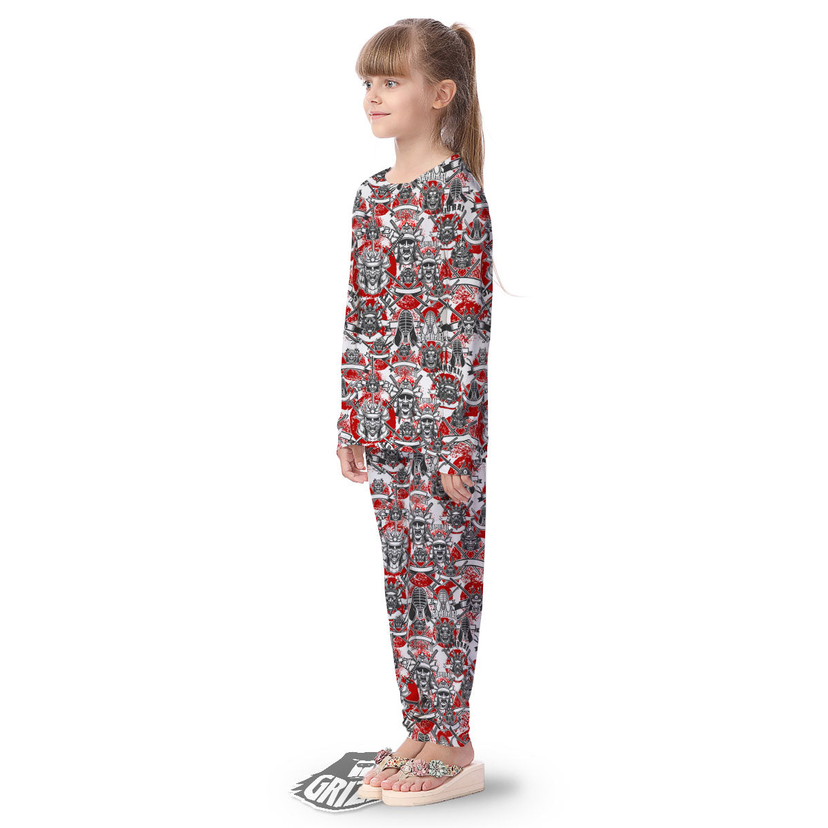 Samurai Japanese Print Pattern Kid's Pajamas-grizzshop