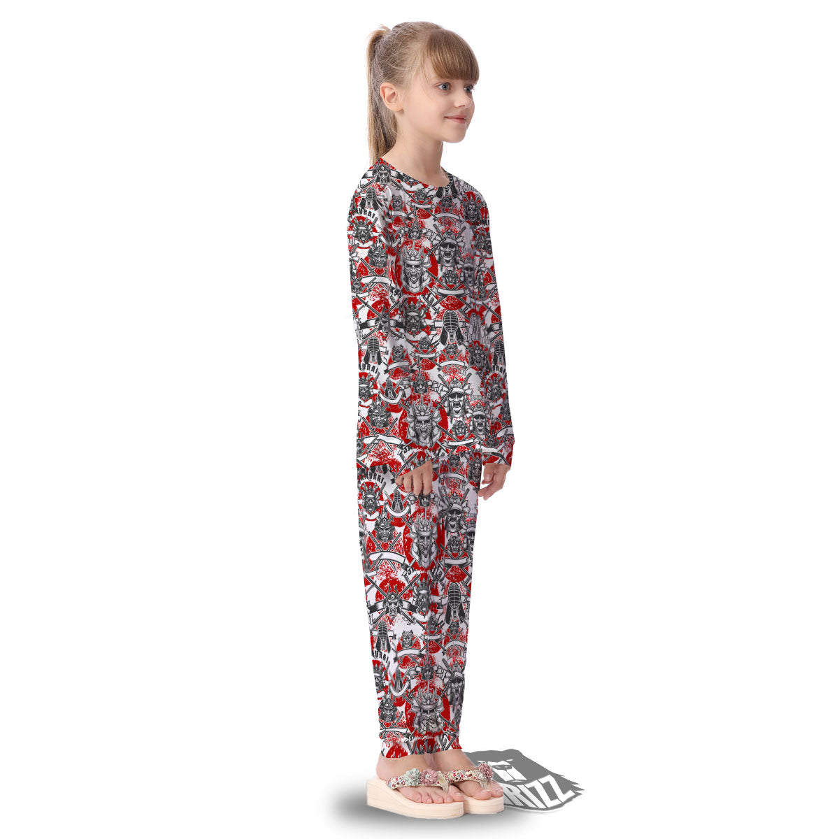 Samurai Japanese Print Pattern Kid's Pajamas-grizzshop