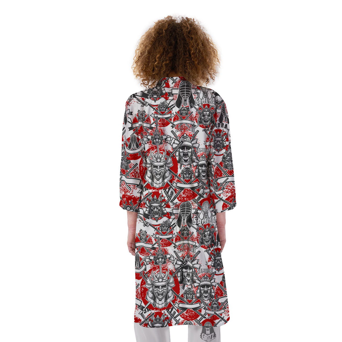 Samurai Japanese Print Pattern Kimono-grizzshop