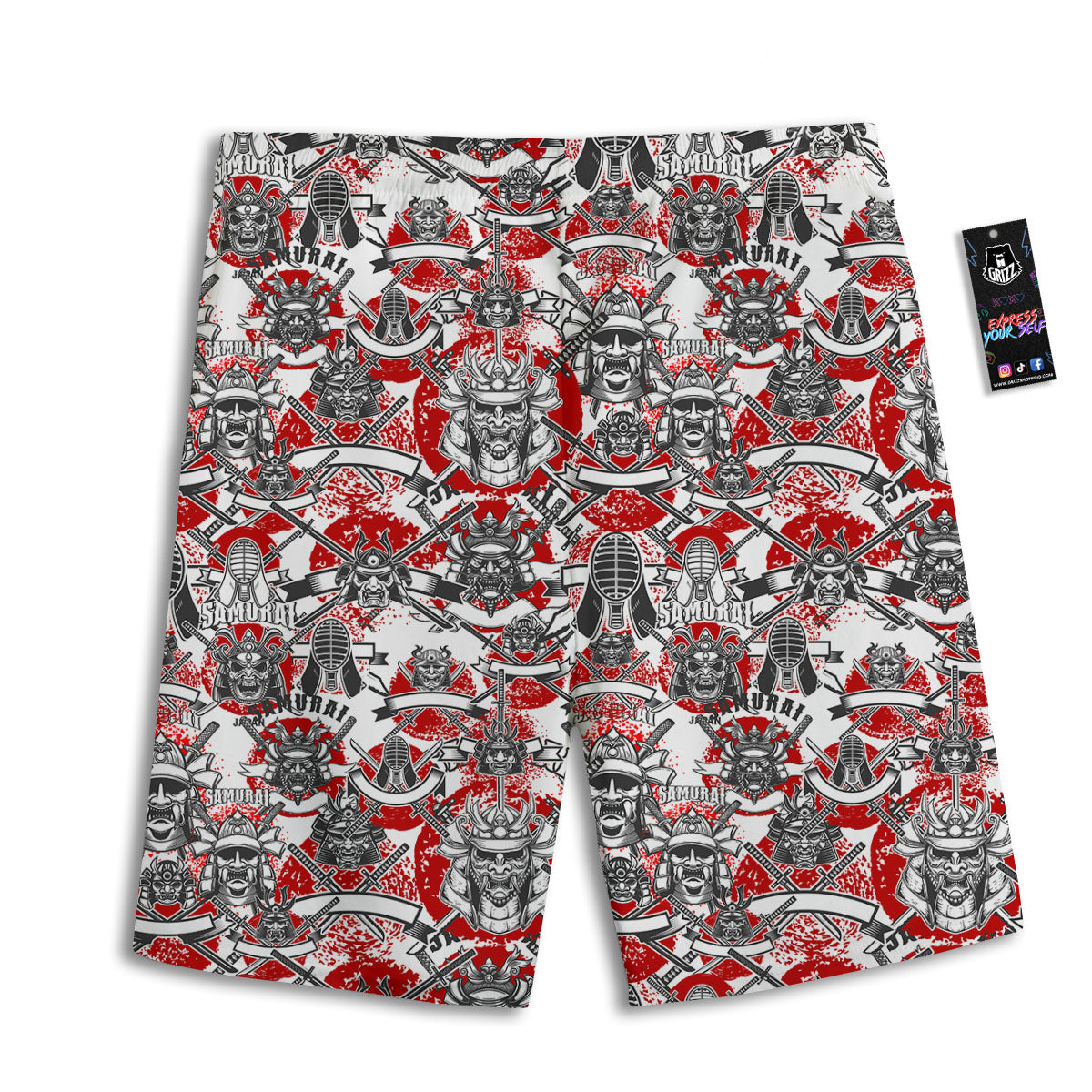 Samurai Japanese Print Pattern Men's Athletic Shorts