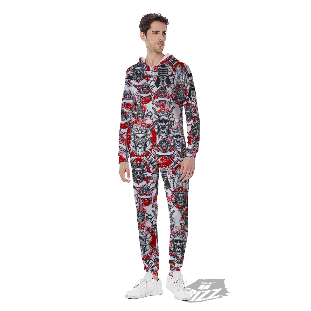 Samurai Japanese Print Pattern Men's Jumpsuit-grizzshop