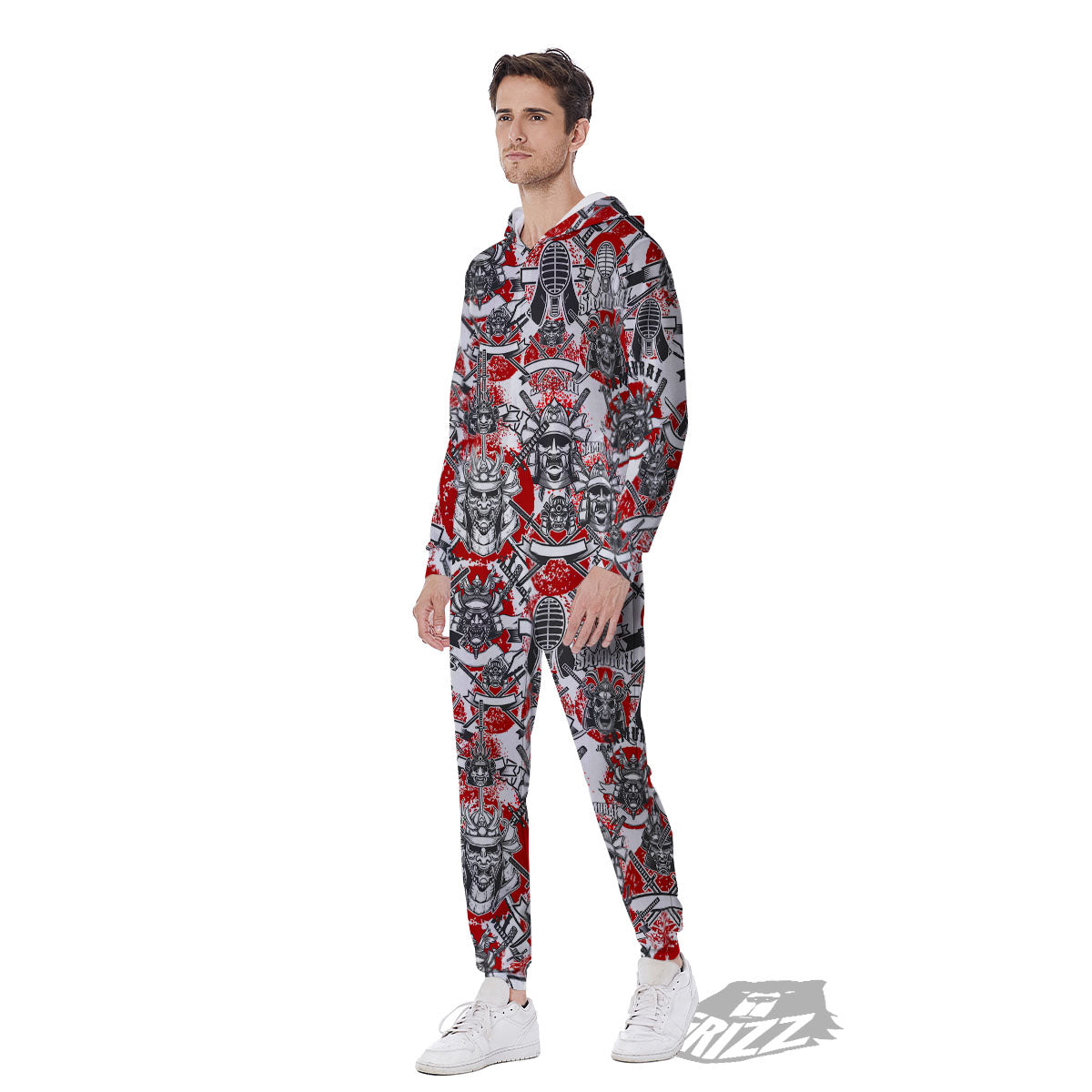Samurai Japanese Print Pattern Men's Jumpsuit-grizzshop