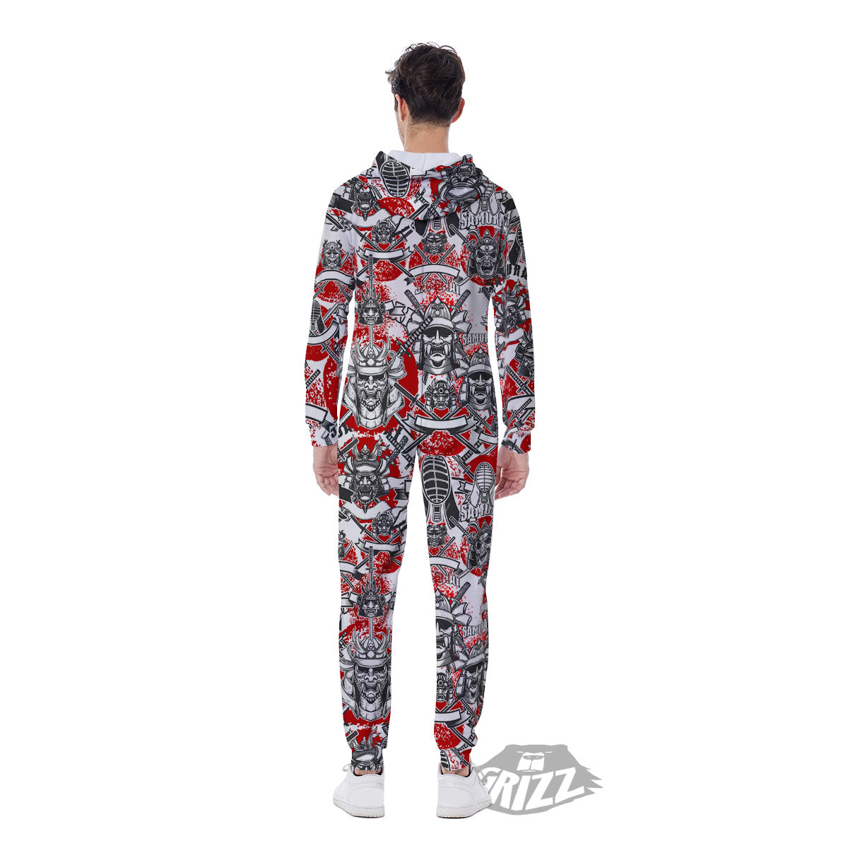 Samurai Japanese Print Pattern Men's Jumpsuit-grizzshop