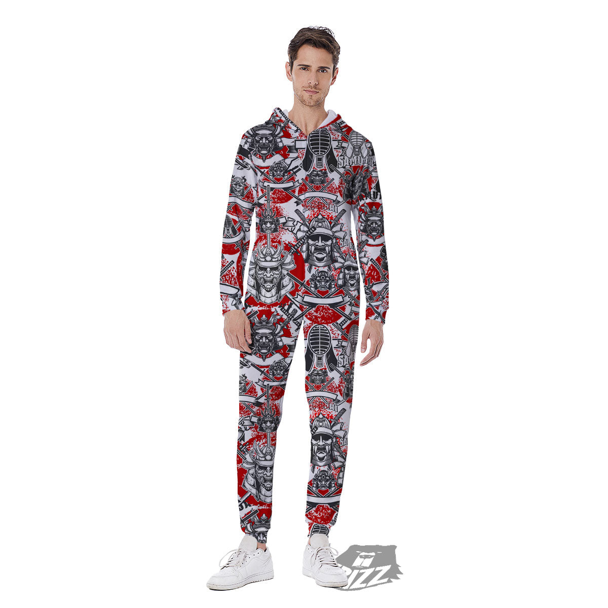 Samurai Japanese Print Pattern Men's Jumpsuit-grizzshop
