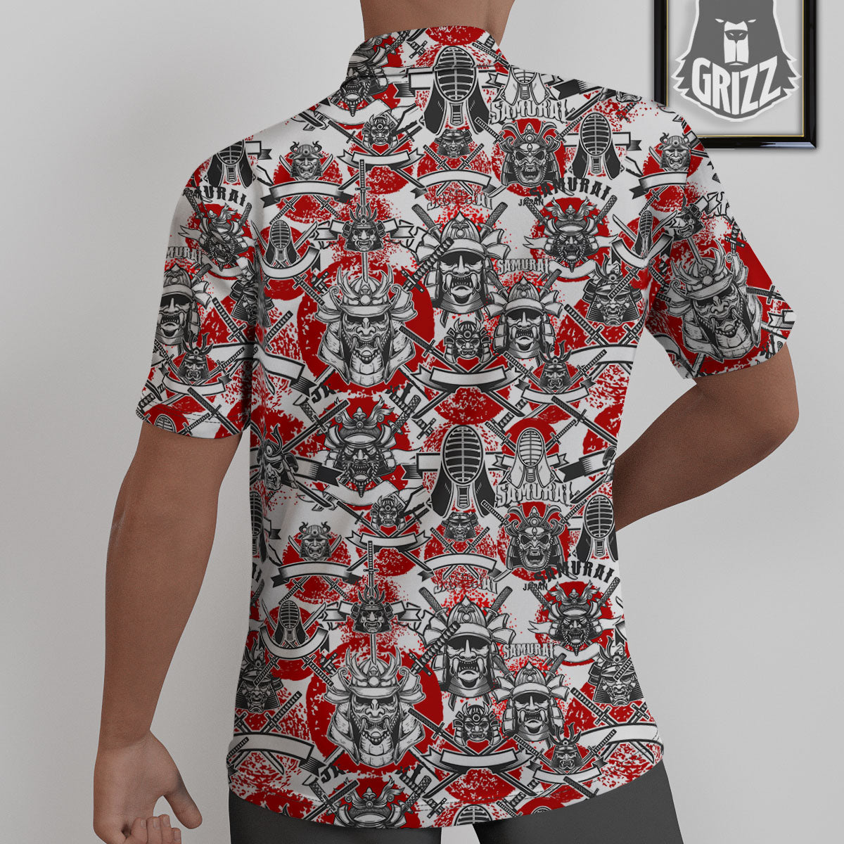 Samurai Japanese Print Pattern Untucked Shirts-grizzshop